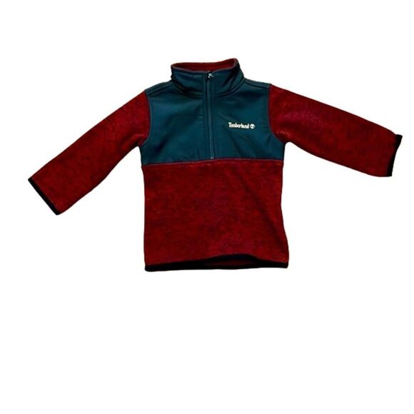 Timberland Red Black Pullover Knit 1/2 Zip Top Kids Size 18M Outdoors - Picture 1 of 10